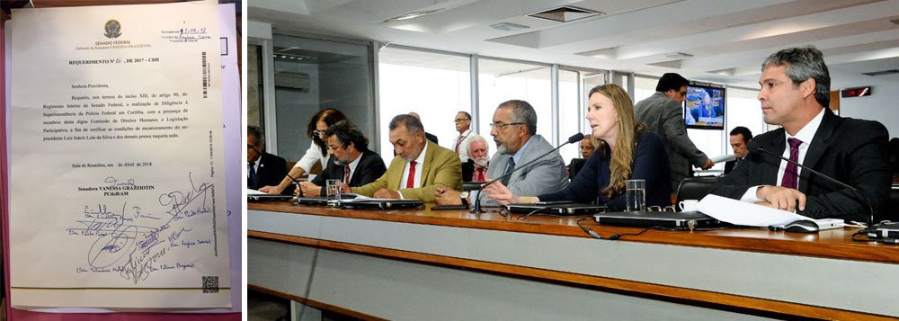 A Comissão de Direitos Humanos e Legislação Participativa (CDH) aprovou nesta quarta-feira 11 a realização de diligência à Superintendência da Polícia Federal em Curitiba para verificar as condições de prisão do ex-presidente Lula; o requerimento aprovado foi da senadora Vanessa Grazziotin (PCdoB-AM); a previsão é de que a comitiva vá a Curitiba já na próxima semana (Foto: Gisele Federicce) A Comissão de Direitos Humanos e Legislação Participativa (CDH) aprovou nesta quarta-feira 11 a realização de diligência à Superintendência da Polícia Federal em Curitiba para verificar as condições de prisão do ex-presidente Lula; o requerimento aprovado foi da senadora Vanessa Grazziotin (PCdoB-AM); a previsão é de que a comitiva vá a Curitiba já na próxima semana