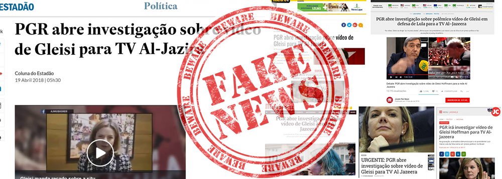 A Procuradoria-Geral da República não está investigando, nem abriu investigação sobre as declarações concedidas pela senadora Gleisi Hoffmann (PR-PR) à TV Al-Jazeera; manchete criada pela coluna de Andreza Matais, do Estadão, e repercutida em efeito "cascata" por diversos veículos é uma "barriga" em jargão do jornalismo, ou popularmente Fake News; título da publicação diz: "PGR abre investigação sobre vídeo de Gleisi para TV Al-Jazira"; e a mentira se alastrou; ao GGN, a PGR nega fake news (Foto: Aquiles Lins) A Procuradoria-Geral da República não está investigando, nem abriu investigação sobre as declarações concedidas pela senadora Gleisi Hoffmann (PR-PR) à TV Al-Jazeera; manchete criada pela coluna de Andreza Matais, do Estadão, e repercutida em efeito "cascata" por diversos veículos é uma "barriga" em jargão do jornalismo, ou popularmente Fake News; título da publicação diz: "PGR abre investigação sobre vídeo de Gleisi para TV Al-Jazira"; e a mentira se alastrou; ao GGN, a PGR nega fake news