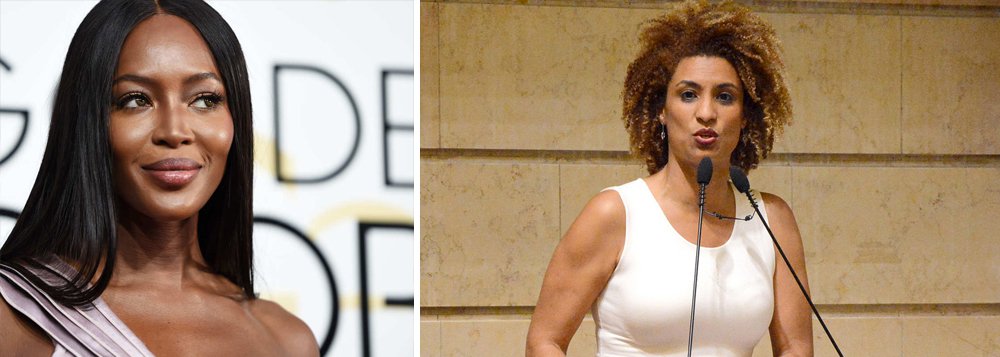 A modelo Naomi Campbell usou a sua conta no Twitter para lamentar o assassinato da vereadora Marielle Franco (PSOL); "Entristece-me ouvir que Marielle Franco, que dedicou sua vida inteira na luta contra o racismo, preconceito e violência policial no Rio de Janeiro, foi assassinada", condenou a top model; "Levante Brasil!, escreveu Naomi, mandando o recado para os brasileiros demonstrem sua indignação nas ruas (Foto: Aquiles Lins) A modelo Naomi Campbell usou a sua conta no Twitter para lamentar o assassinato da vereadora Marielle Franco (PSOL); "Entristece-me ouvir que Marielle Franco, que dedicou sua vida inteira na luta contra o racismo, preconceito e violência policial no Rio de Janeiro, foi assassinada", condenou a top model; "Levante Brasil!, escreveu Naomi, mandando o recado para os brasileiros demonstrem sua indignação nas ruas