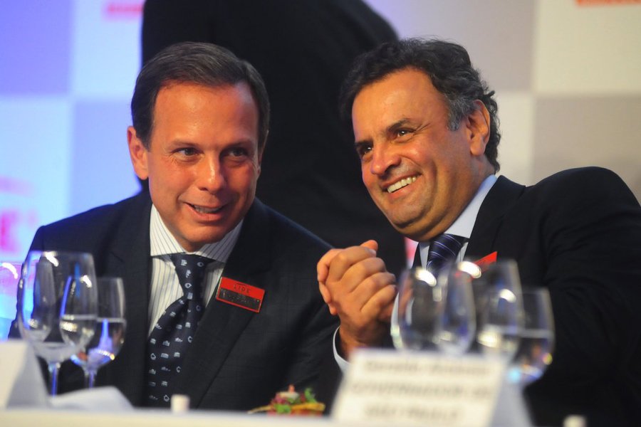 Durante sabatina promovida pela Folha, SBT e UOL, Doria afirmou que o senador mineiro "não foi condenado ainda"; em abril, a 1ª Turma do Supremo Tribunal Federal aceitou a denúncia apresentada contra Aécio pela Procuradoria-Geral da República e o transformou em réu, sob acusação crimes de corrupção passiva e obstrução de Justiça (Foto: Aquiles Lins) Durante sabatina promovida pela Folha, SBT e UOL, Doria afirmou que o senador mineiro "não foi condenado ainda"; em abril, a 1ª Turma do Supremo Tribunal Federal aceitou a denúncia apresentada contra Aécio pela Procuradoria-Geral da República e o transformou em réu, sob acusação crimes de corrupção passiva e obstrução de Justiça