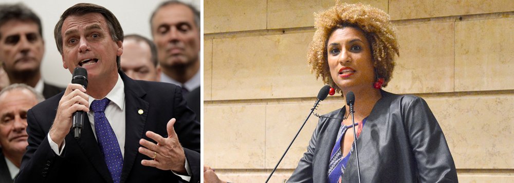 O deputado Jair Bolsonaro, pré-candidato à presidência pelo PSL, afirmou que irá manter o silêncio sobre o assassinato da vereadora Marielle Franco (PSOL), no Rio de Janeiro; no entanto, disse que já foi a mais de 20 enterros de policiais militares nos últimos meses e nenhum jornalista criticou os demais presidenciáveis por não terem comparecido a esses sepultamentos nem feito declarações sobre os homicídios dos policiais; "Nos enterros dos PMs nenhum presidenciável foi e vocês não deram porrada neles como dão em mim. Vou me manter silente (sobre Marielle)" (Foto: Aquiles Lins) O deputado Jair Bolsonaro, pré-candidato à presidência pelo PSL, afirmou que irá manter o silêncio sobre o assassinato da vereadora Marielle Franco (PSOL), no Rio de Janeiro; no entanto, disse que já foi a mais de 20 enterros de policiais militares nos últimos meses e nenhum jornalista criticou os demais presidenciáveis por não terem comparecido a esses sepultamentos nem feito declarações sobre os homicídios dos policiais; "Nos enterros dos PMs nenhum presidenciável foi e vocês não deram porrada neles como dão em mim. Vou me manter silente (sobre Marielle)"