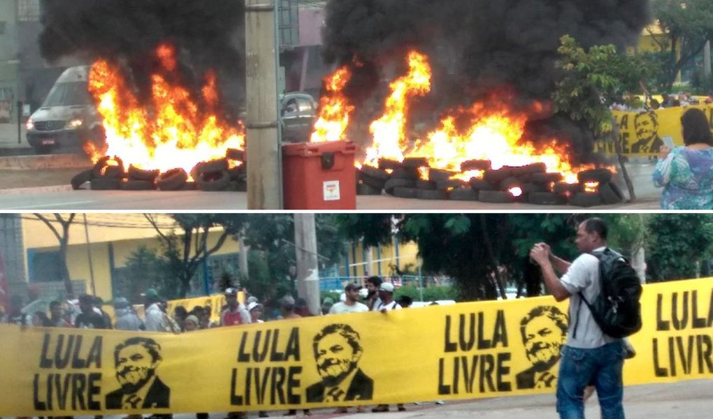 Protesto de integrantes da Frente Brasil Popular bloqueou nesta manhã as principais vias de entrada de Belo Horizonte, em protesto pela liberdade do ex-presidente Lula e pela retomada da democracia no Brasil; avenidas Nossa Senhora do Carmo, Amazonas e Antônio Carlos foram interditadas pelos manifestantes (Foto: Aquiles Lins) Protesto de integrantes da Frente Brasil Popular bloqueou nesta manhã as principais vias de entrada de Belo Horizonte, em protesto pela liberdade do ex-presidente Lula e pela retomada da democracia no Brasil; avenidas Nossa Senhora do Carmo, Amazonas e Antônio Carlos foram interditadas pelos manifestantes