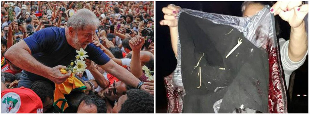 "Os tiros disparado contra os manifestantes – os títulos dizem que o atacado foi “o acampamento”, claro, para reduzir o impacto do crime – estão sendo descaradamente usados para “provar” que se deve retirar Lula de um centro urbano para impedir que seu cárcere seja ponto de convergência da indignação com sua prisão", diz Fernando Brito, do Tijolaço (Foto: Leonardo Lucena) "Os tiros disparado contra os manifestantes – os títulos dizem que o atacado foi “o acampamento”, claro, para reduzir o impacto do crime – estão sendo descaradamente usados para “provar” que se deve retirar Lula de um centro urbano para impedir que seu cárcere seja ponto de convergência da indignação com sua prisão", diz Fernando Brito, do Tijolaço