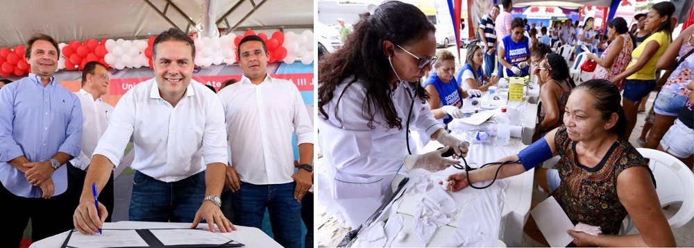 Quando estiver funcionando, o equipamento vai beneficiar cerca de 160 mil pessoas que moram na área do 5º Distrito Sanitário de Saúde; será a primeira UPA de Alagoas construída e gerida com recursos próprios do governo de Alagoas; “é o Estado de Alagoas se propondo a colocar mais recursos na saúde e melhorar o atendimento ao cidadão, sobretudo para os mais pobres, que não têm plano de saúde", disse Renan Filho (Foto: Voney Malta) Quando estiver funcionando, o equipamento vai beneficiar cerca de 160 mil pessoas que moram na área do 5º Distrito Sanitário de Saúde; será a primeira UPA de Alagoas construída e gerida com recursos próprios do governo de Alagoas; “é o Estado de Alagoas se propondo a colocar mais recursos na saúde e melhorar o atendimento ao cidadão, sobretudo para os mais pobres, que não têm plano de saúde", disse Renan Filho