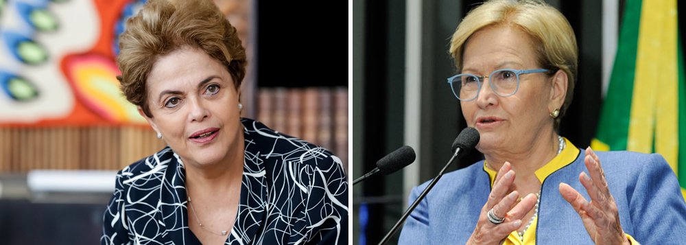 Em coletiva à imprensa internacional no Rio de Janeiro, sobre atos de violência que têm ocorrido contra a caravana do ex-presidente Lula no Sul do País, a presidente eleita e deposta pelo golpe, Dilma Rousseff, e o ex-ministro das Relações Exteriores Celso Amorim denunciam o avanço do fascismo no Brasil e os riscos à democracia; após dizer que "o ex-presidente Lula tem sido sistematicamente atacado", Dilma questionou a fala da senadora Ana Amélia (PP-RS): "Como explicar que uma senadora defende o chicote? Nós tememos pelo resto"; ela ainda disse temer um "banho de violência" na eleição (Foto: Gisele Federicce) Em coletiva à imprensa internacional no Rio de Janeiro, sobre atos de violência que têm ocorrido contra a caravana do ex-presidente Lula no Sul do País, a presidente eleita e deposta pelo golpe, Dilma Rousseff, e o ex-ministro das Relações Exteriores Celso Amorim denunciam o avanço do fascismo no Brasil e os riscos à democracia; após dizer que "o ex-presidente Lula tem sido sistematicamente atacado", Dilma questionou a fala da senadora Ana Amélia (PP-RS): "Como explicar que uma senadora defende o chicote? Nós tememos pelo resto"; ela ainda disse temer um "banho de violência" na eleição