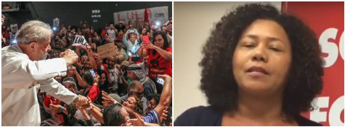 A vice-presidenta da CUT, Carmen Foro, reforçou a resistência contra a prisão do ex-presidente Lula determinada pelo juiz Sergio Moro; "Vamos resistir até o máximo que puder. Nossa morada é em São Bernardo", disse ela; a ordem de prisão foi emitida antes do processo transitar em julgado, antes de acabar todos os recursos possíveis da defesa do ex-presidente, o que fere a Constituição Federal (CF); o inciso LVII do artigo 5º da CF prevê que "ninguém será considerado culpado até o trânsito em julgado de sentença penal condenatória" (Foto: Leonardo Lucena) A vice-presidenta da CUT, Carmen Foro, reforçou a resistência contra a prisão do ex-presidente Lula determinada pelo juiz Sergio Moro; "Vamos resistir até o máximo que puder. Nossa morada é em São Bernardo", disse ela; a ordem de prisão foi emitida antes do processo transitar em julgado, antes de acabar todos os recursos possíveis da defesa do ex-presidente, o que fere a Constituição Federal (CF); o inciso LVII do artigo 5º da CF prevê que "ninguém será considerado culpado até o trânsito em julgado de sentença penal condenatória"