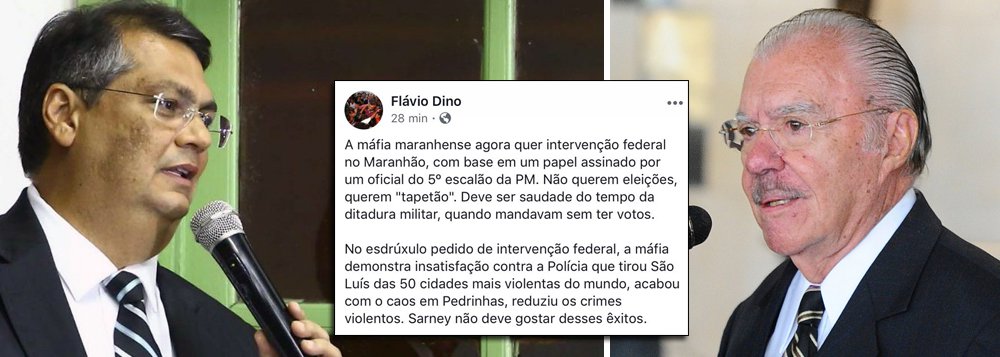 O governador Flávio Dino (PCdoB) usou as redes sociais para se defender da oposição que pediu intervenção federal por conta de um documento que teria circulado no Sistema de Segurança, assinado por um oficial da PM, sobre um suposto “monitoramento” de políticos; “Não querem eleições, querem tapetão. Deve ser saudade da Ditadura quando mandavam sem votos”, disse Dino ao grupo Sarney e à oposição (Foto: Voney Malta) O governador Flávio Dino (PCdoB) usou as redes sociais para se defender da oposição que pediu intervenção federal por conta de um documento que teria circulado no Sistema de Segurança, assinado por um oficial da PM, sobre um suposto “monitoramento” de políticos; “Não querem eleições, querem tapetão. Deve ser saudade da Ditadura quando mandavam sem votos”, disse Dino ao grupo Sarney e à oposição