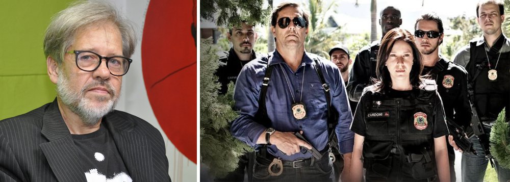 O professor Wilson Ferreira identifica os aspectos subliminares do seriado; “A obra é uma grande propagadora de ódio e ressentimento, essa guerra hibrida, todo o mecanismo simbólico que fizeram as pessoas saírem às ruas com camisas verde-amarelas é reflexo da combinação de meritocracia com mágoa”, observa; Assista a íntegra (Foto: Lais Gouveia) O professor Wilson Ferreira identifica os aspectos subliminares do seriado; “A obra é uma grande propagadora de ódio e ressentimento, essa guerra hibrida, todo o mecanismo simbólico que fizeram as pessoas saírem às ruas com camisas verde-amarelas é reflexo da combinação de meritocracia com mágoa”, observa; Assista a íntegra