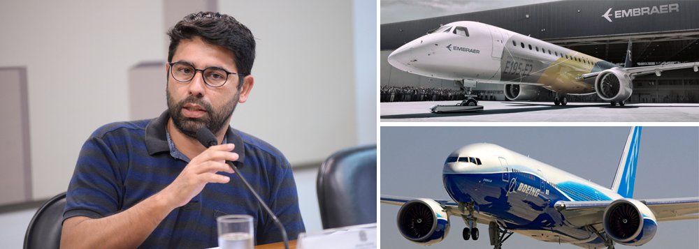 Comissão de Direitos Humanos e Legislação Participativa (CDH) do Senado realizou audiência pública para discutir a possível fusão entre a brasileira Embraer e a norte-americana Boeing; vice-presidente do Sindicato dos Metalúrgicos de São José dos Campos (SP), Herbert Claros, pediu que o governo atue em favor do Brasil e exerça seu poder de veto diante da negociação; segundo ele, por meio de financiamentos do BNDES, medidas de isenção de folha de pagamento e outros incentivos, o governo brasileiro contribuiu com cerca de US$ 24 bilhões com a Embraer nos últimos oito anos e "não faz sentido querer vender por US$ 6 bilhões" (Foto: Paulo Emílio) Comissão de Direitos Humanos e Legislação Participativa (CDH) do Senado realizou audiência pública para discutir a possível fusão entre a brasileira Embraer e a norte-americana Boeing; vice-presidente do Sindicato dos Metalúrgicos de São José dos Campos (SP), Herbert Claros, pediu que o governo atue em favor do Brasil e exerça seu poder de veto diante da negociação; segundo ele, por meio de financiamentos do BNDES, medidas de isenção de folha de pagamento e outros incentivos, o governo brasileiro contribuiu com cerca de US$ 24 bilhões com a Embraer nos últimos oito anos e "não faz sentido querer vender por US$ 6 bilhões"