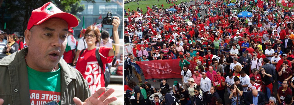 O dirigente do MST, Alexandre Conceição, prometeu luta intensa para responder ao habeas corpus negado do ex-presidente Lula; a fala ocorreu no ato em Brasília logo após o resultado da votação do STF; Conceição evocou Martin Luther King e Marielle Franco e conclamou todos para um "abril vermelho" (Foto: Gustavo Conde) O dirigente do MST, Alexandre Conceição, prometeu luta intensa para responder ao habeas corpus negado do ex-presidente Lula; a fala ocorreu no ato em Brasília logo após o resultado da votação do STF; Conceição evocou Martin Luther King e Marielle Franco e conclamou todos para um "abril vermelho"