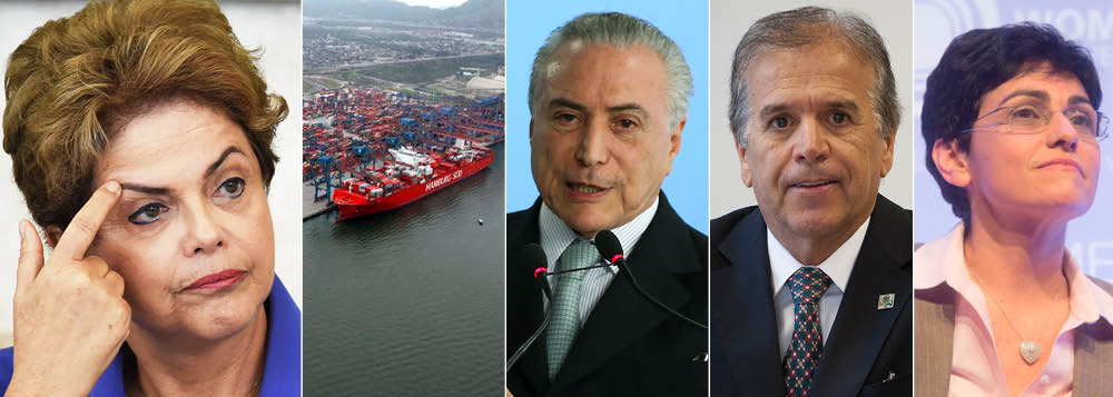 Um dos motivos da queda da presidente Dilma Rousseff foi a questão do Porto de Santos; honesta, ela não pretendia permitir que empresas do setor portuário em dívida com a União, como o grupo Libra, que devia mais de R$ 1 bilhão, renovassem suas concessões; em razão disso, Dilma demitiu o ex-ministro Edinho Araújo, indicado por Michel Temer; no entanto, após o afastamento de Dilma, Temer reconduziu Edinho ao cargo e ele, em seus últimos dias no posto, renovou a concessão do grupo Libra; nesta quinta-feira, a principal executiva do grupo, Celina Torrealba foi presa, Edinho, que é prefeito de São José do Rio Preto (SP) foi chamado a depor e Temer viu seus principais operadores de propinas serem presos (Foto: Leonardo Attuch) Um dos motivos da queda da presidente Dilma Rousseff foi a questão do Porto de Santos; honesta, ela não pretendia permitir que empresas do setor portuário em dívida com a União, como o grupo Libra, que devia mais de R$ 1 bilhão, renovassem suas concessões; em razão disso, Dilma demitiu o ex-ministro Edinho Araújo, indicado por Michel Temer; no entanto, após o afastamento de Dilma, Temer reconduziu Edinho ao cargo e ele, em seus últimos dias no posto, renovou a concessão do grupo Libra; nesta quinta-feira, a principal executiva do grupo, Celina Torrealba foi presa, Edinho, que é prefeito de São José do Rio Preto (SP) foi chamado a depor e Temer viu seus principais operadores de propinas serem presos