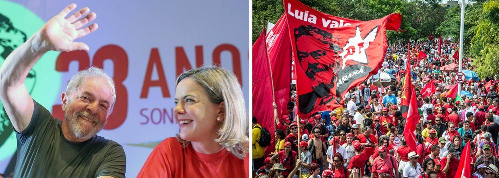 Pesquisa do Ibope encomendada pela Confederação Nacional da Indústria (CNI), divulgada nesta terça-feira (13), mostra que, mesmo com a perseguição sistemática da mídia, o Partido dos Trabalhadores é o partido político com a maior simpatia entre os brasileiros; segundo o Ibope, o PT lidera a preferência ou a simpatia da população, com 19% dos entrevistados. Bem mais atrás estão os dois principais partidos que arquitetaram o golpe parlamentar de 2016, MDB (7%) e o PSDB (6%); 44% dos eleitores se disseram "pessimistas" com a eleição presidencial deste ano, cujo líder absoluto, o ex-presidente Lula, pode ser impedido de concorrer (Foto: Aquiles Lins) Pesquisa do Ibope encomendada pela Confederação Nacional da Indústria (CNI), divulgada nesta terça-feira (13), mostra que, mesmo com a perseguição sistemática da mídia, o Partido dos Trabalhadores é o partido político com a maior simpatia entre os brasileiros; segundo o Ibope, o PT lidera a preferência ou a simpatia da população, com 19% dos entrevistados. Bem mais atrás estão os dois principais partidos que arquitetaram o golpe parlamentar de 2016, MDB (7%) e o PSDB (6%); 44% dos eleitores se disseram "pessimistas" com a eleição presidencial deste ano, cujo líder absoluto, o ex-presidente Lula, pode ser impedido de concorrer