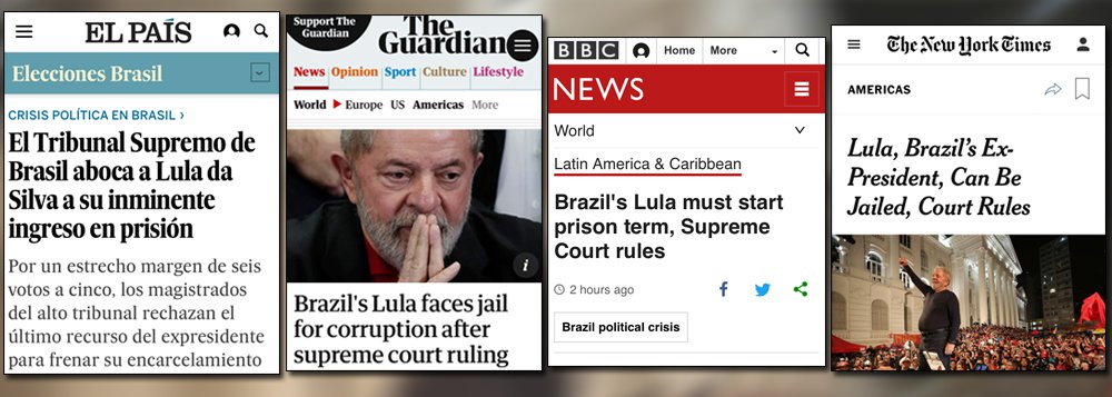 O jornal espanhol El País destacou que o "Brasil é o reino do imprevisível", enquanto o o britânico The Guardian destacou que a decisão dos ministros do STF foi marcada por "virada extraordinária de eventos"; o Guardian ressaltou, ainda, que Lula é "o político mais popular do Brasil", tendo deixado a Presidência da República em 2010 com mais de 80% de aprovação pela população (Foto: Paulo Emílio) O jornal espanhol El País destacou que o "Brasil é o reino do imprevisível", enquanto o o britânico The Guardian destacou que a decisão dos ministros do STF foi marcada por "virada extraordinária de eventos"; o Guardian ressaltou, ainda, que Lula é "o político mais popular do Brasil", tendo deixado a Presidência da República em 2010 com mais de 80% de aprovação pela população
