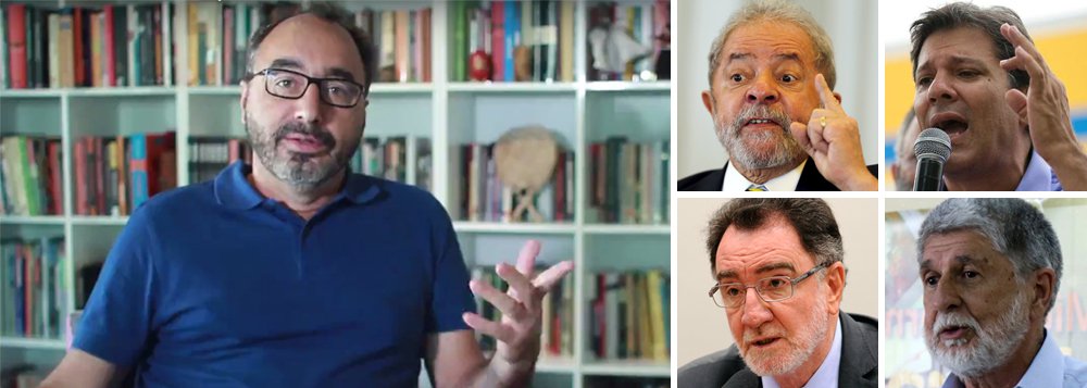 Editor da Fórum, o jornalista Renato Rovai analisou a entrevista do ex-presidente Luiz Inácio Lula da Silva à jornalista Mônica Bergamo e concluiu que a tendência é que o PT escolha um vice para a chapa encabeçada por Lula em 2018; Rovai também listou três nomes – Fernando Haddad, Patrus Ananias e Celso Amorim – que hoje seriam os mais fortes nessa discussão; "é mais ou menos o que aconteceu na disputa para a prefeitura de Osasco, em que o João Paulo Cunha levou sua candidatura até o final, mas com um vice também do PT, que era o Jorge Lapas e acabou sendo eleito"; segundo Rovai, a entrevista também deixa claro que não haverá aliança no primeiro turno entre Lula e Ciro Gomes (Foto: Ana Pupulin) Editor da Fórum, o jornalista Renato Rovai analisou a entrevista do ex-presidente Luiz Inácio Lula da Silva à jornalista Mônica Bergamo e concluiu que a tendência é que o PT escolha um vice para a chapa encabeçada por Lula em 2018; Rovai também listou três nomes – Fernando Haddad, Patrus Ananias e Celso Amorim – que hoje seriam os mais fortes nessa discussão; "é mais ou menos o que aconteceu na disputa para a prefeitura de Osasco, em que o João Paulo Cunha levou sua candidatura até o final, mas com um vice também do PT, que era o Jorge Lapas e acabou sendo eleito"; segundo Rovai, a entrevista também deixa claro que não haverá aliança no primeiro turno entre Lula e Ciro Gomes