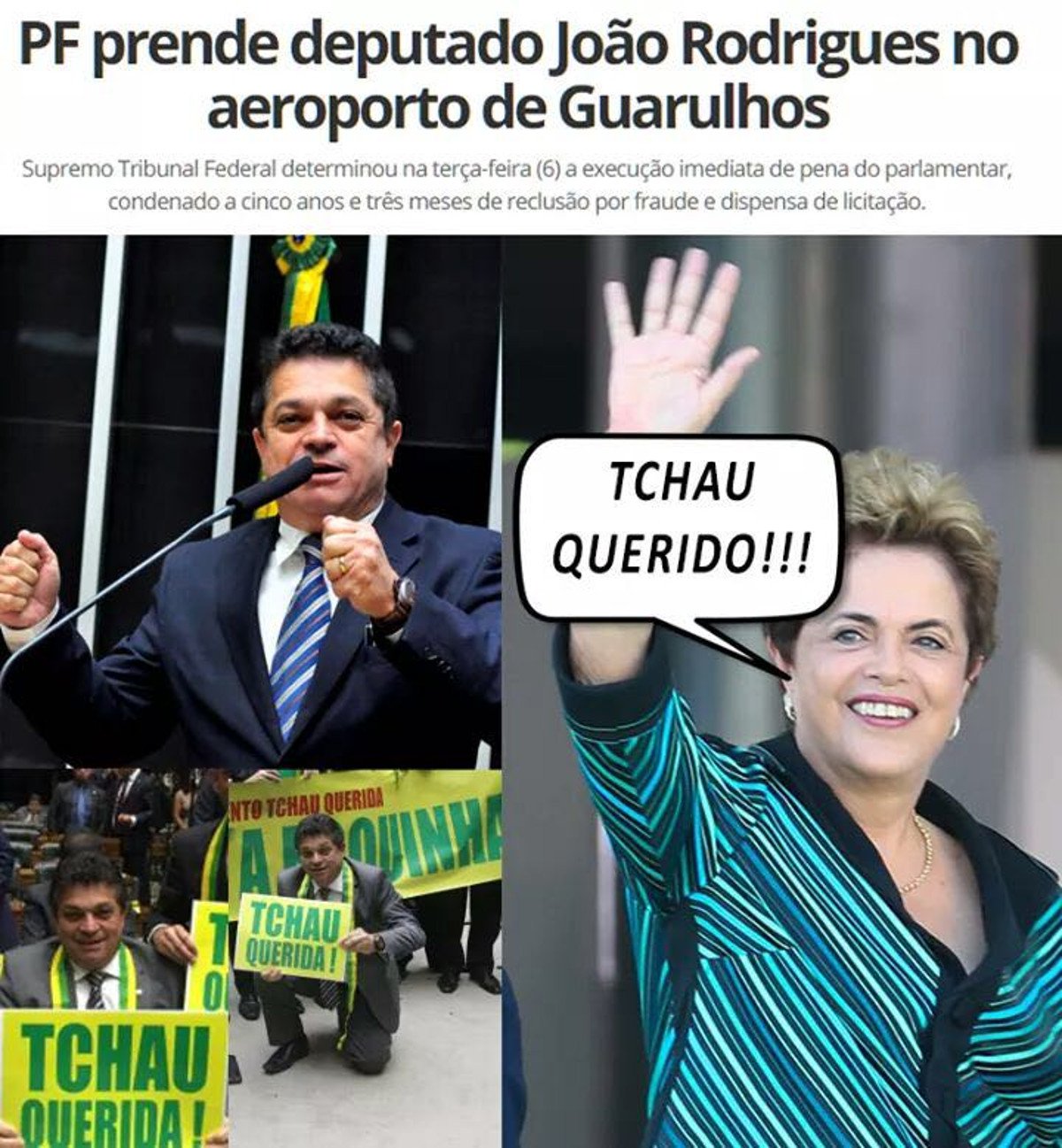 A Polícia Federal prendeu na manhã de hoje (8) o deputado federal João Rodrigues (PSD-SC), condenado pela segunda instância da Justiça Federal a cinco anos e três meses por dispensa irregular de licitação, quando ocupou o cargo de prefeito de Pinhalzinho (SC); a prisão ocorreu no Aeroporto internacional de Guarulhos., pois o deputado voltava dos EUA e pretendia rumar para o Paraguai (Foto: Charles Nisz) A Polícia Federal prendeu na manhã de hoje (8) o deputado federal João Rodrigues (PSD-SC), condenado pela segunda instância da Justiça Federal a cinco anos e três meses por dispensa irregular de licitação, quando ocupou o cargo de prefeito de Pinhalzinho (SC); a prisão ocorreu no Aeroporto internacional de Guarulhos., pois o deputado voltava dos EUA e pretendia rumar para o Paraguai