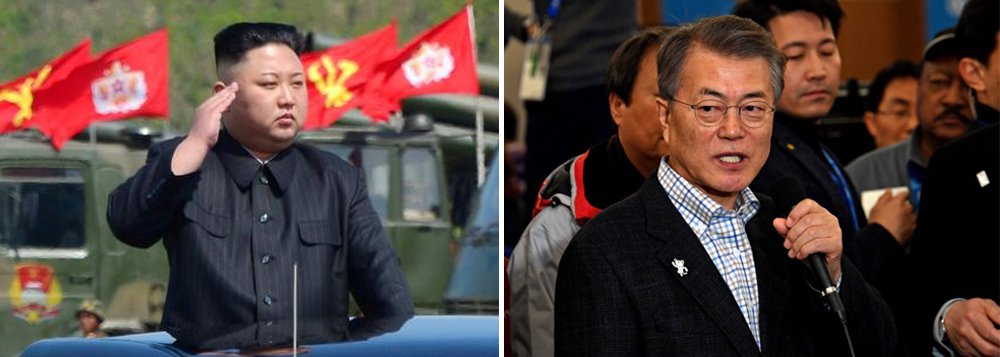 O líder da Coreia do Norte, Kim Jong Un, e o presidente da Coreia do Sul, Moon Jae-in, se reunirão em abril; Jong Ui Yong, chefe do Escritório de Segurança Nacional da Coreia do Sul, disse que este foi um dos acordos alcançados durante sua visita entre segunda e terça-feira (6) a Pyongyang, onde foi recebido pelo mandatário norte-coreano; ; antes os dois realizarão consultas e analisarão os caminhos para reduzir as tensões militares por meio de um canal de comunicação aberto exclusivamente para eles (Foto: Aquiles Lins) O líder da Coreia do Norte, Kim Jong Un, e o presidente da Coreia do Sul, Moon Jae-in, se reunirão em abril; Jong Ui Yong, chefe do Escritório de Segurança Nacional da Coreia do Sul, disse que este foi um dos acordos alcançados durante sua visita entre segunda e terça-feira (6) a Pyongyang, onde foi recebido pelo mandatário norte-coreano; ; antes os dois realizarão consultas e analisarão os caminhos para reduzir as tensões militares por meio de um canal de comunicação aberto exclusivamente para eles
