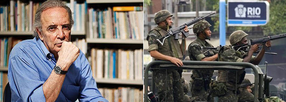 jornalista Janio de Freitas afirma neste domingo, 18, que a intervenção federal no Rio, como está feita, é "mais contra o Exército do que contra os delinquentes a serem combatidos"; segundo ele, não há por que supor ao menos redução da mortandade, tão logo acabe a usual retração dos delinquentes quando há novidade na repressão; "Os ideólogos da intervenção pensaram em política. E deixaram o Exército, que tem se mantido exemplar no Estado de Direito, com todo o risco" (Foto: Aquiles Lins) jornalista Janio de Freitas afirma neste domingo, 18, que a intervenção federal no Rio, como está feita, é "mais contra o Exército do que contra os delinquentes a serem combatidos"; segundo ele, não há por que supor ao menos redução da mortandade, tão logo acabe a usual retração dos delinquentes quando há novidade na repressão; "Os ideólogos da intervenção pensaram em política. E deixaram o Exército, que tem se mantido exemplar no Estado de Direito, com todo o risco"