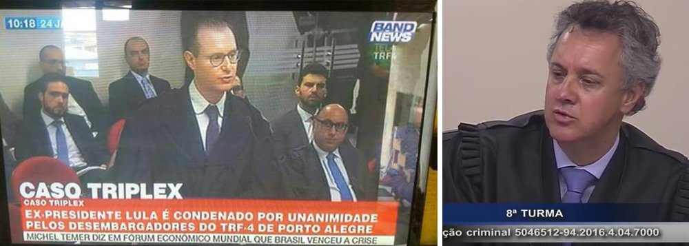Ainda nem haviam começado os votos do TRF4,do julgamento de Lula, nesta quarta-feira (24), em Porto Alegre, mas a emissora de notícias a cabo do Grupo Bandeirantes, a Band News, já antecipava o resultado (Foto: Aquiles Lins) Ainda nem haviam começado os votos do TRF4,do julgamento de Lula, nesta quarta-feira (24), em Porto Alegre, mas a emissora de notícias a cabo do Grupo Bandeirantes, a Band News, já antecipava o resultado