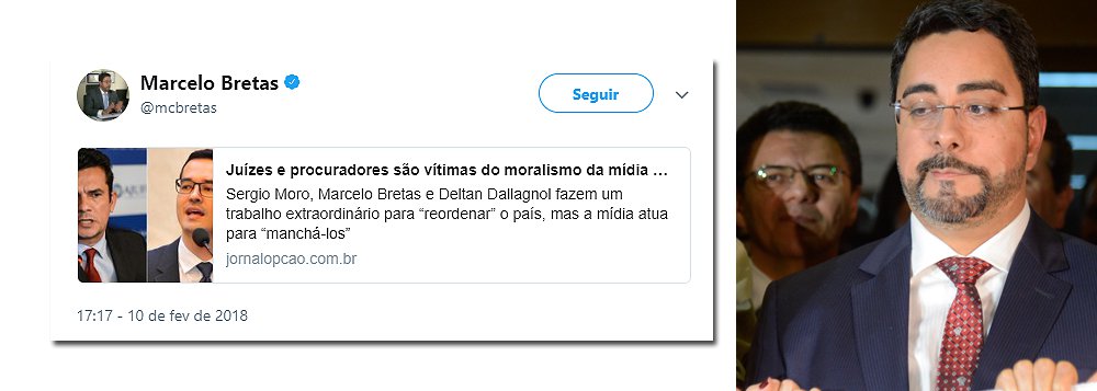 O juiz federal Marcelo Bretas voltou a utilizar sua conta no Twitter; o magistrado que foi bastante criticado por acumular junto com a esposa dois auxílios-moradia, mesmo com imóvel próprio, compartilhou artigo do jornal Opção, de Goiânia, dizendo que Juízes e procuradores são vítimas do moralismo da mídia que se cansou da Lava Jato; seguidores não perdoaram; confira algumas reações (Foto: Aquiles Lins) O juiz federal Marcelo Bretas voltou a utilizar sua conta no Twitter; o magistrado que foi bastante criticado por acumular junto com a esposa dois auxílios-moradia, mesmo com imóvel próprio, compartilhou artigo do jornal Opção, de Goiânia, dizendo que Juízes e procuradores são vítimas do moralismo da mídia que se cansou da Lava Jato; seguidores não perdoaram; confira algumas reações