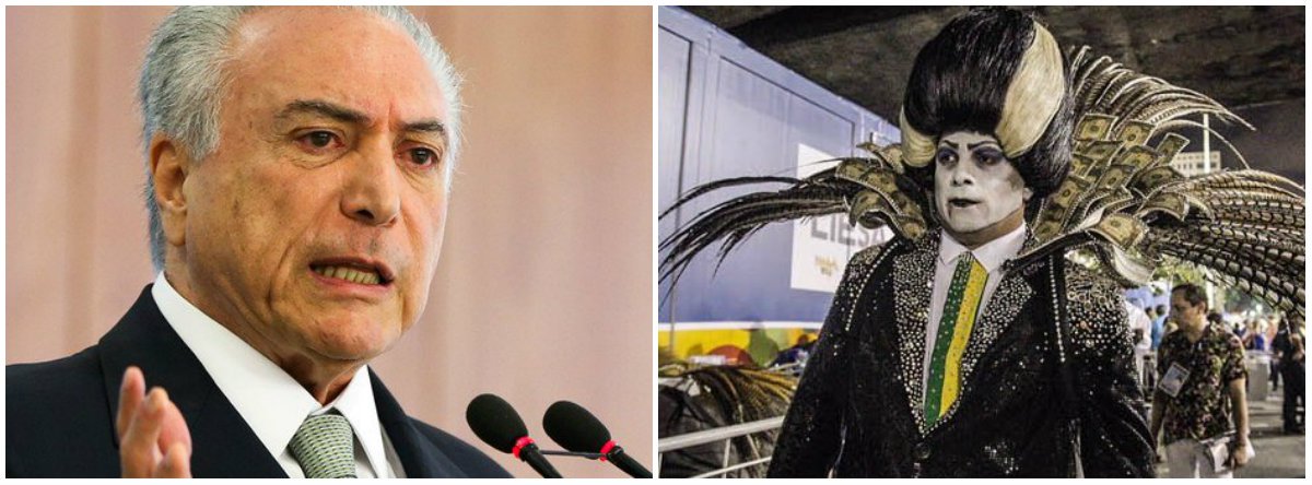 "A censura ao vampiro neoliberalista no desfile das campeãs do carnaval representa novo flerte do golpe com o arbítrio", diz o colunista Jeferson Miola, acrescentando que "a censura é uma medida de desespero, adotada por regimes que carecem de legitimidade e de apoio social para manter a dominação"; "A força revolucionária que desembocou na Revolução de 1917, por exemplo, se abasteceu das diferentes expressões culturais – cinema, literatura, música, teatro – que produziram as críticas radicais à Rússia czarista", diz; "A arte funciona como sentinela da mudança; é precursora da revolta, da rebelião e da revolução política e social" (Foto: Jeferson Miola) "A censura ao vampiro neoliberalista no desfile das campeãs do carnaval representa novo flerte do golpe com o arbítrio", diz o colunista Jeferson Miola, acrescentando que "a censura é uma medida de desespero, adotada por regimes que carecem de legitimidade e de apoio social para manter a dominação"; "A força revolucionária que desembocou na Revolução de 1917, por exemplo, se abasteceu das diferentes expressões culturais – cinema, literatura, música, teatro – que produziram as críticas radicais à Rússia czarista", diz; "A arte funciona como sentinela da mudança; é precursora da revolta, da rebelião e da revolução política e social"