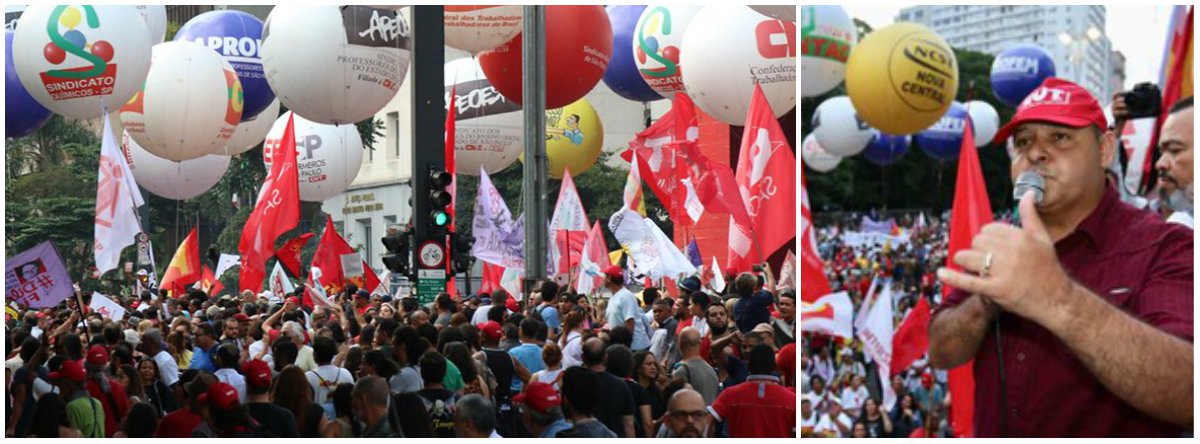 Finalizando o dia nacional de mobilização contra a Reforma da Previdência, cerca de 20 mil pessoas protestaram na avenida Paulista; se por um lado os trabalhadores comemoraram a retirada de pauta da Proposta de Emenda Constitucional (PEC) 286, que trata da reforma, por outro garantiram que não vão vacilar e seguirão mobilizados; "Continuaremos em estado de greve, alertas e pressionando os deputados. Derrotamos a Globo, o presidente (Michel) Temer, o Moro e os bancos e isso é graças aos trabalhadores", afirmou o presidente da CUT, Vagner Freitas (Foto: Leonardo Lucena) Finalizando o dia nacional de mobilização contra a Reforma da Previdência, cerca de 20 mil pessoas protestaram na avenida Paulista; se por um lado os trabalhadores comemoraram a retirada de pauta da Proposta de Emenda Constitucional (PEC) 286, que trata da reforma, por outro garantiram que não vão vacilar e seguirão mobilizados; "Continuaremos em estado de greve, alertas e pressionando os deputados. Derrotamos a Globo, o presidente (Michel) Temer, o Moro e os bancos e isso é graças aos trabalhadores", afirmou o presidente da CUT, Vagner Freitas