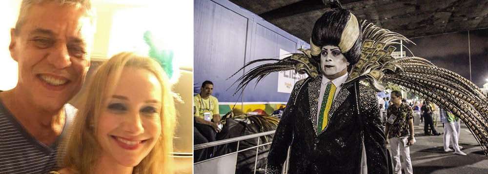 A reapresentação do desfile da Paraíso da Tuiuti nesta madrugada foi prestigiada por milhares de brasileiros, entre eles o cantor e compositor Chico Buarque de Holanda e sua namorada, a professora de Direito da UFRJ Carol Proner; ela divulgou em sua página no Facebook foto dos dois momentos antes de partirem para a Sapucaí; os dois assistiram ao Vampirão ser impedido de desfilar com a faixa presidencial (Foto: Aquiles Lins) A reapresentação do desfile da Paraíso da Tuiuti nesta madrugada foi prestigiada por milhares de brasileiros, entre eles o cantor e compositor Chico Buarque de Holanda e sua namorada, a professora de Direito da UFRJ Carol Proner; ela divulgou em sua página no Facebook foto dos dois momentos antes de partirem para a Sapucaí; os dois assistiram ao Vampirão ser impedido de desfilar com a faixa presidencial
