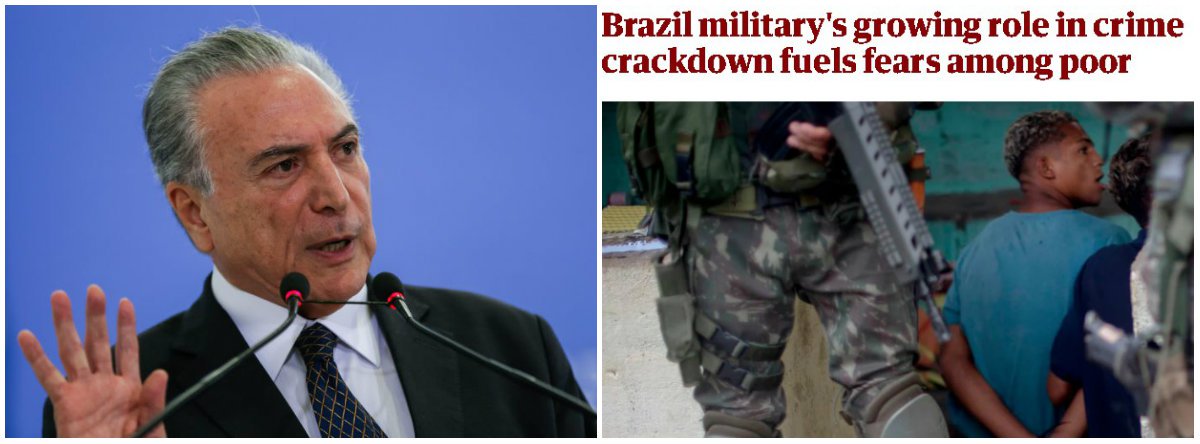 O jornal britânico The Guardian relata que uma operação conjunta das forças armadas e polícia militar que deixaram sete mortos na Cidade de Deus, na Zona Oeste do Rio, ocorrida dia 3 de fevereiro — antes da intervenção militar decretada por Michel Temer dia 16; enquanto a ‘intervenção federal’ tem o apoio das classes média e alta do Rio – assustado pelo crescente crime – os brasileiros mais pobres, como Milanes, que trabalham na reciclagem de lixo, estão apreensivos”, diz o veículo (Foto: Leonardo Lucena) O jornal britânico The Guardian relata que uma operação conjunta das forças armadas e polícia militar que deixaram sete mortos na Cidade de Deus, na Zona Oeste do Rio, ocorrida dia 3 de fevereiro — antes da intervenção militar decretada por Michel Temer dia 16; enquanto a ‘intervenção federal’ tem o apoio das classes média e alta do Rio – assustado pelo crescente crime – os brasileiros mais pobres, como Milanes, que trabalham na reciclagem de lixo, estão apreensivos”, diz o veículo