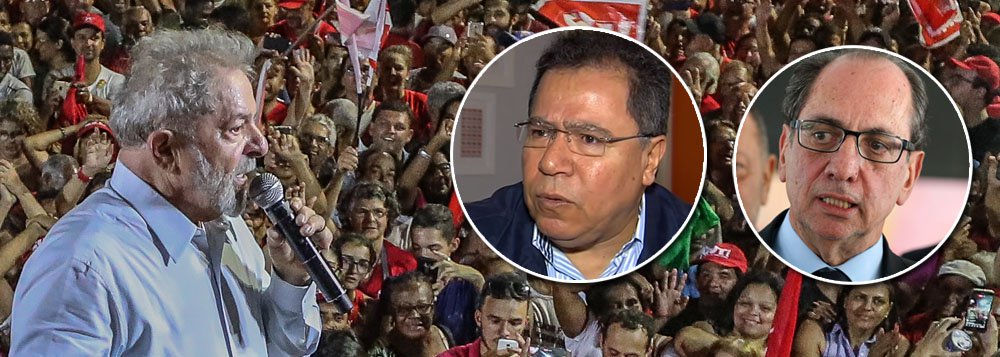 Dirigentes das centrais Força Sindical e UGT, críticas ao PT nos últimos anos, se uniram a outras centrais sindicais para formar um comitê e defender o direito de o ex-presidente concorrer ao Palácio do Planalto; "Não pode correr para tirá-lo da eleição. As elites temem que Lula dispute porque ele ganhará", afirmou à coluna Ricardo Patah, da UGT; para João Gonçalves, o Juruna, da Força Sindical, a tramitação da Justiça tem de valer para Lula e para "Chico, João, todos" (Foto: Leonardo Lucena) Dirigentes das centrais Força Sindical e UGT, críticas ao PT nos últimos anos, se uniram a outras centrais sindicais para formar um comitê e defender o direito de o ex-presidente concorrer ao Palácio do Planalto; "Não pode correr para tirá-lo da eleição. As elites temem que Lula dispute porque ele ganhará", afirmou à coluna Ricardo Patah, da UGT; para João Gonçalves, o Juruna, da Força Sindical, a tramitação da Justiça tem de valer para Lula e para "Chico, João, todos"