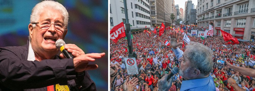 O senador Roberto Requião (PMDB-PR) foi um dos políticos mais requisitados pelo público durante os atos de apoio ao ex-presidente Lula em Porto Alegre; "Em Davos, os ricos do mundo defendem o capital financeiro. Aqui, defendemos a democracia", bradou para a plateia entusiasmada que lotava o Teatro Dante Barone; para o senador, Lula "é o ponto de apoio, pela sua popularidade, para barrar o entreguismo que dirige o governo brasileiro a favor do capital financeiro" (Foto: Leonardo Lucena) O senador Roberto Requião (PMDB-PR) foi um dos políticos mais requisitados pelo público durante os atos de apoio ao ex-presidente Lula em Porto Alegre; "Em Davos, os ricos do mundo defendem o capital financeiro. Aqui, defendemos a democracia", bradou para a plateia entusiasmada que lotava o Teatro Dante Barone; para o senador, Lula "é o ponto de apoio, pela sua popularidade, para barrar o entreguismo que dirige o governo brasileiro a favor do capital financeiro"