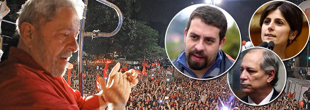 Provável candidato do Psol à presidência da República, Guilherme Boulos, líder do MTST, assinou o manifesto 'Eleição sem Lula é fraude', que já tem 93 mil adesões, com intelectuais do Brasil e do mundo; com isso, Boulos segue o exemplo de Manuela D'Ávida, do PCdoB, que foi uma das primeiras a assinar; portanto, de todas as candidaturas do campo democrático, dos partidos que não apoiaram o golpe de 2016, apenas Ciro Gomes ainda não assinou o texto elaborado pelo ex-chanceler Celso Amorim; o texto critica a tentativa de retirar Lula da disputa com a captura do Judiciário por interesses políticos (Foto: Leonardo Attuch) Provável candidato do Psol à presidência da República, Guilherme Boulos, líder do MTST, assinou o manifesto 'Eleição sem Lula é fraude', que já tem 93 mil adesões, com intelectuais do Brasil e do mundo; com isso, Boulos segue o exemplo de Manuela D'Ávida, do PCdoB, que foi uma das primeiras a assinar; portanto, de todas as candidaturas do campo democrático, dos partidos que não apoiaram o golpe de 2016, apenas Ciro Gomes ainda não assinou o texto elaborado pelo ex-chanceler Celso Amorim; o texto critica a tentativa de retirar Lula da disputa com a captura do Judiciário por interesses políticos
