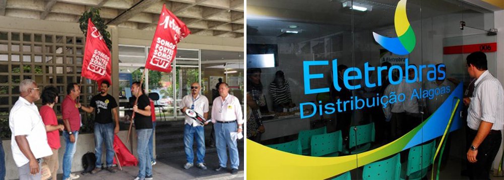 Durante uma visita técnica de investidores da Energisa, à sede da Eletrobras Distribuição Alagoas, em Maceió, servidores e membros do Sindicato dos Urbanitários realizaram mais um ato contra a privatização da estatal, ocasião em que criticaram o valor estimado pela administração - de R$ 50 mil, conforme resolução do governo federal - para a venda; segundo eles, o montante é irrisório e não representa a importância histórica que a empresa tem para a população alagoana (Foto: Leonardo Lucena) Durante uma visita técnica de investidores da Energisa, à sede da Eletrobras Distribuição Alagoas, em Maceió, servidores e membros do Sindicato dos Urbanitários realizaram mais um ato contra a privatização da estatal, ocasião em que criticaram o valor estimado pela administração - de R$ 50 mil, conforme resolução do governo federal - para a venda; segundo eles, o montante é irrisório e não representa a importância histórica que a empresa tem para a população alagoana