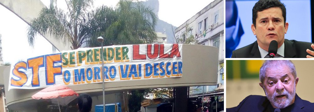 É o que aponta uma faixa colocada na entrada da comunidade, no momento em que a Globo tenta pressionar o Judiciário a prender o ex-presidente Lula para que ele desista de disputar as eleições presidenciais de 2018 (Foto: Leonardo Attuch) É o que aponta uma faixa colocada na entrada da comunidade, no momento em que a Globo tenta pressionar o Judiciário a prender o ex-presidente Lula para que ele desista de disputar as eleições presidenciais de 2018