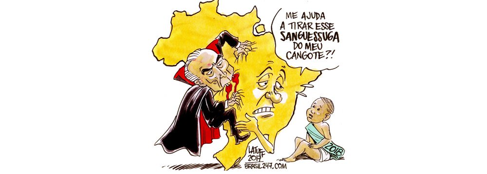 Em sua última charge de 2017, o cartunista Latuff retrata como o Brasil foi vampirizado em 2017 pelo governo ilegíitmo de Michel Temer, chamado justamente de "Vampirão", e a esperança de que o País consiga se libertar, em 2018, do capítulo mais vergonhoso de sua história, que foi o golpe de um sindicato de políticos corruptos contra uma presidente honesta (Foto: Leonardo Attuch) Em sua última charge de 2017, o cartunista Latuff retrata como o Brasil foi vampirizado em 2017 pelo governo ilegíitmo de Michel Temer, chamado justamente de "Vampirão", e a esperança de que o País consiga se libertar, em 2018, do capítulo mais vergonhoso de sua história, que foi o golpe de um sindicato de políticos corruptos contra uma presidente honesta