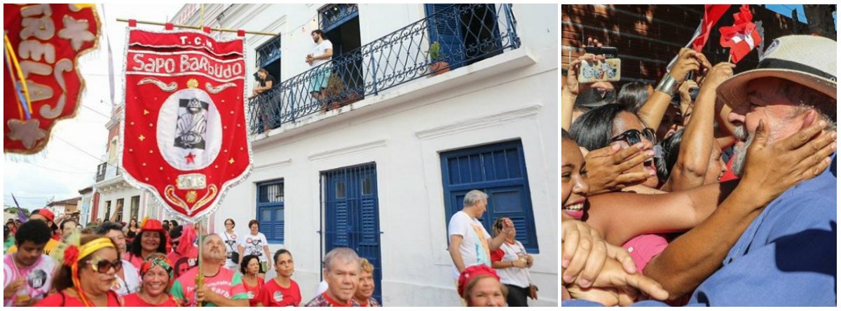 "Nossa troça tá na rua. Vem pra fazer a festa popular. É a Troça do Sapo Barbudo. Que o Moro vai ter que engolir. Queremos justiça sem perseguição. A soberania da nossa nação"; os versos são da troça do Sapo Barbudo, que fez sucesso em Olinda neste final de semana, no dia nacional de mobilização em defesa da democracia e do direito do ex-presidente Lula de ser candidato (Foto: Leonardo Lucena) "Nossa troça tá na rua. Vem pra fazer a festa popular. É a Troça do Sapo Barbudo. Que o Moro vai ter que engolir. Queremos justiça sem perseguição. A soberania da nossa nação"; os versos são da troça do Sapo Barbudo, que fez sucesso em Olinda neste final de semana, no dia nacional de mobilização em defesa da democracia e do direito do ex-presidente Lula de ser candidato