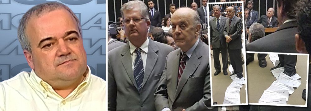O jornalista Mario Marona criticou nesta terça-feira, 6, o senador José Serra (PSDB-SP), que viralizou nas redes sociais ao pisar em assinaturas do abaixo-assinado contra a reforma da Previdência na primeira Sessão do Congresso; para Marona, os golpistas de 2016 são piores do que os militares; "Por mais canalha que tenham sido, duvido que um daqueles generais tivesse peito de fazer o que o Serra fez ontem no Congresso: pisar debochadamente sobre um abaixo-assinado de cidadão brasileiros", escreveu ele em seu Facebook; mais de 320 mil assinaturas foram coletadas (Foto: Aquiles Lins) O jornalista Mario Marona criticou nesta terça-feira, 6, o senador José Serra (PSDB-SP), que viralizou nas redes sociais ao pisar em assinaturas do abaixo-assinado contra a reforma da Previdência na primeira Sessão do Congresso; para Marona, os golpistas de 2016 são piores do que os militares; "Por mais canalha que tenham sido, duvido que um daqueles generais tivesse peito de fazer o que o Serra fez ontem no Congresso: pisar debochadamente sobre um abaixo-assinado de cidadão brasileiros", escreveu ele em seu Facebook; mais de 320 mil assinaturas foram coletadas