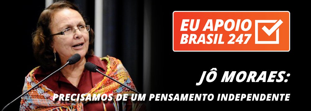 A deputada federal Jô Moraes (PT-MG) apoia a campanha de assinaturas solidárias do 247. "A gente vive num tempo em que a velocidade da informação é tamanha que a gente fica refém do pensamento das grandes corporações, que é sempre o mesmo. Por isso é importante termos acesso à mídia alternativa e a um pensamento independente", diz ela (Foto: Leonardo Attuch) A deputada federal Jô Moraes (PT-MG) apoia a campanha de assinaturas solidárias do 247. "A gente vive num tempo em que a velocidade da informação é tamanha que a gente fica refém do pensamento das grandes corporações, que é sempre o mesmo. Por isso é importante termos acesso à mídia alternativa e a um pensamento independente", diz ela