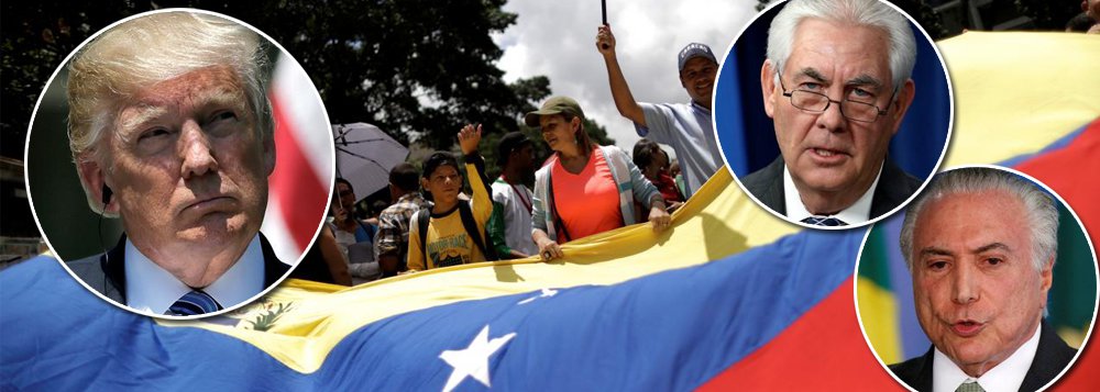 "Aparentemente, os EUA estão pretendendo acelerar os preparativos para uma intervenção mais aberta e incisiva na Venezuela. Após as declarações de Trump, de que não descartaria uma intervenção militar naquele país, o Secretário de Estado norte-americano, Rex Tillerson sugeriu que solução para a Venezuela poderia vir de um golpe", escreve o colunista Marcelo Zero; "Não se espere, porém, racionalidade do governo dos EUA, ainda mais na gestão de Donald Trump. Poder-se-ia esperar racionalidade do Brasil. Não mais. Mesmo com mesóclise. O governo do golpe rompeu com todos os parâmetros e paradigmas e dedica-se, com notável empenho, na destruição e na venda do Brasil", avalia (Foto: Marcelo Zero) "Aparentemente, os EUA estão pretendendo acelerar os preparativos para uma intervenção mais aberta e incisiva na Venezuela. Após as declarações de Trump, de que não descartaria uma intervenção militar naquele país, o Secretário de Estado norte-americano, Rex Tillerson sugeriu que solução para a Venezuela poderia vir de um golpe", escreve o colunista Marcelo Zero; "Não se espere, porém, racionalidade do governo dos EUA, ainda mais na gestão de Donald Trump. Poder-se-ia esperar racionalidade do Brasil. Não mais. Mesmo com mesóclise. O governo do golpe rompeu com todos os parâmetros e paradigmas e dedica-se, com notável empenho, na destruição e na venda do Brasil", avalia
