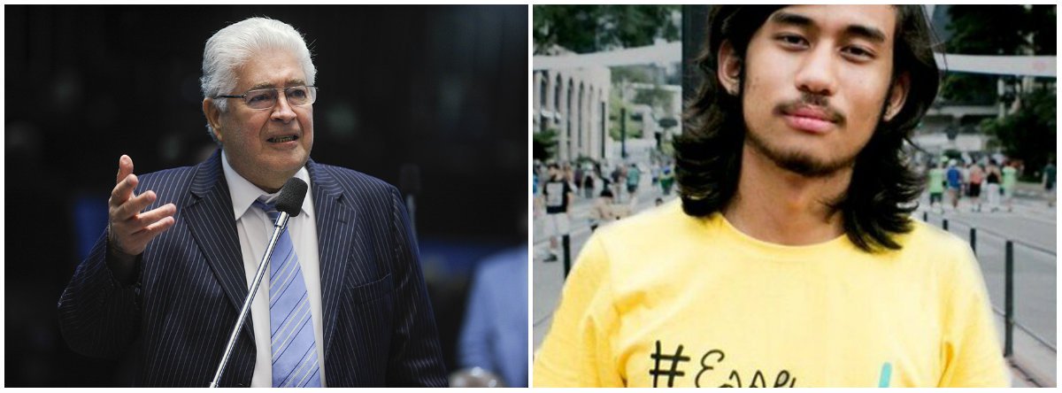 O senador Roberto Requião (MDB-PR) e o líder do Movimento Brasil Livre (MBL), Kim Kataguiri, duelaram na Rádio Guaíba; o k-suco chegou a ferver no debate quanto Kataguiri pediu “educação” para Requião, que o interrompeu. O senador respondeu dizendo que não tem educação mesmo, quando é para defender o país dos vendilhões; o emedebista também “esculhambou” o radialista da Guaíba que não avisou da presença no estúdio do amigo de Alexandre Frota, do deputado Jair Bolsonaro e do prefeito de São Paulo, João Doria; vídeo (Foto: Leonardo Lucena) O senador Roberto Requião (MDB-PR) e o líder do Movimento Brasil Livre (MBL), Kim Kataguiri, duelaram na Rádio Guaíba; o k-suco chegou a ferver no debate quanto Kataguiri pediu “educação” para Requião, que o interrompeu. O senador respondeu dizendo que não tem educação mesmo, quando é para defender o país dos vendilhões; o emedebista também “esculhambou” o radialista da Guaíba que não avisou da presença no estúdio do amigo de Alexandre Frota, do deputado Jair Bolsonaro e do prefeito de São Paulo, João Doria; vídeo