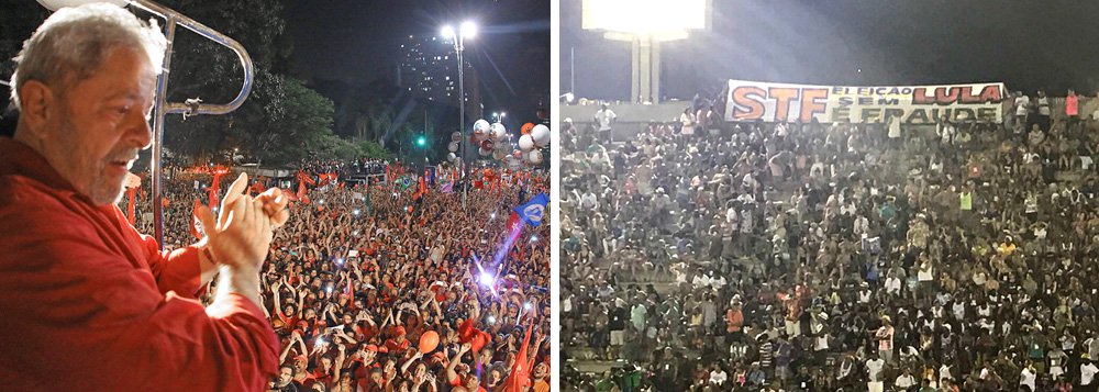 Depois de uma faixa colocada na entrada da Rocinha, foi a vez de mandar o recado na Sapucaí; os foliões avisaram o STF: "se prender Lula, o morro vai descer" (Foto: Gisele Federicce) Depois de uma faixa colocada na entrada da Rocinha, foi a vez de mandar o recado na Sapucaí; os foliões avisaram o STF: "se prender Lula, o morro vai descer"