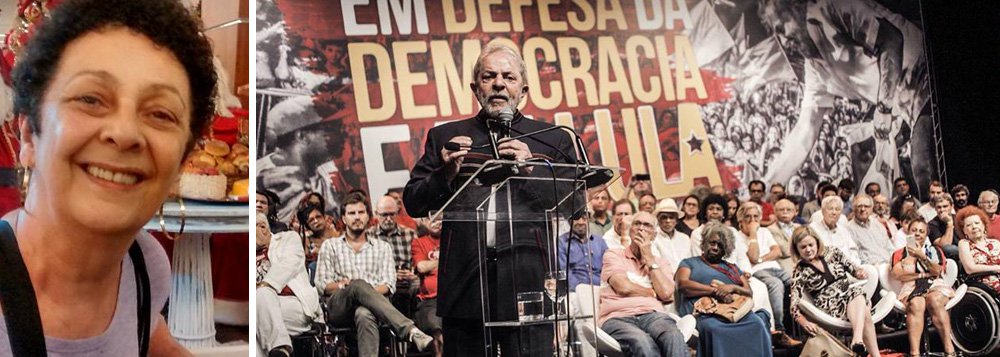 Graça Lago, filha do ator e compositor Mário Lago (1911-2002), comentou sobre o ato com o ex-presidente Lula, que aconteceu no Teatro Casa Grande, no Rio; "O discurso de Lula foi memorável. Aos que não ouviram, recomendo que procurem nas redes sociais. É uma carta ao povo brasileiro", disse; "Os 'coxinhas' chamaram um ato contra nós para a porta do teatro. No pico, juntaram umas 50 pessoas, se tanto. Com duas horas, voltaram para as suas casinhas. Como conseguiram, em 2015, juntar tanta gente? O que seriam sem a #Globosta?", questiona (Foto: Leonardo Lucena) Graça Lago, filha do ator e compositor Mário Lago (1911-2002), comentou sobre o ato com o ex-presidente Lula, que aconteceu no Teatro Casa Grande, no Rio; "O discurso de Lula foi memorável. Aos que não ouviram, recomendo que procurem nas redes sociais. É uma carta ao povo brasileiro", disse; "Os 'coxinhas' chamaram um ato contra nós para a porta do teatro. No pico, juntaram umas 50 pessoas, se tanto. Com duas horas, voltaram para as suas casinhas. Como conseguiram, em 2015, juntar tanta gente? O que seriam sem a #Globosta?", questiona