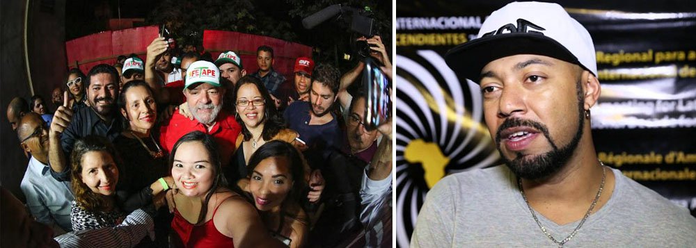 O ativista Douglas Belchior diz que condenações sem provas, como no caso do ex-presidente Lula, "servem a uma Justiça de classe, com viés ideológico"; "Sem provas e por convicção depuseram uma presidenta. Não podemos permitir que sem provas e por convicção as coisas se deem na política e na economia do nosso país. Desse lado eu posso dizer: aqui tem provas, provas da força do nosso povo, da resistência, da resiliência. Vamos reagir nas ruas e nas urnas", diz ele; assista ao vídeo (Foto: Romulo Faro) O ativista Douglas Belchior diz que condenações sem provas, como no caso do ex-presidente Lula, "servem a uma Justiça de classe, com viés ideológico"; "Sem provas e por convicção depuseram uma presidenta. Não podemos permitir que sem provas e por convicção as coisas se deem na política e na economia do nosso país. Desse lado eu posso dizer: aqui tem provas, provas da força do nosso povo, da resistência, da resiliência. Vamos reagir nas ruas e nas urnas", diz ele; assista ao vídeo