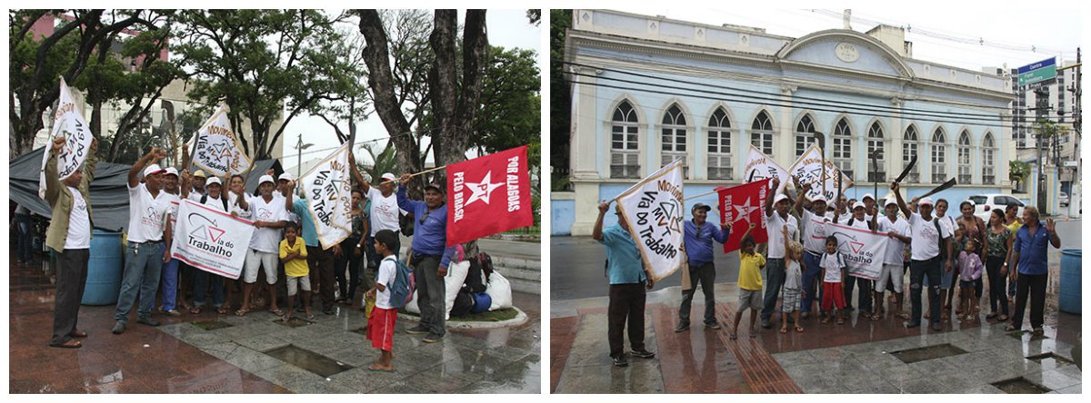 Trabalhadores rurais montaram acampamento, na Praça Deodoro, no Centro de Maceió; diversos movimentos agrários participam da ação, que acontece em defesa do ex-presidente Luiz Inácio Lula da Silva, que será julgado nesta quarta (24), em Porto Alegre; ainda nesta terça-feira (23) serão realizadas diversas atividades culturais na praça, entre elas um 'aulão' com o juiz Marcelo Tadeu e outros juristas sobre as legalidades e ilegalidades do processo envolvendo o líder petista (Foto: Voney Malta) Trabalhadores rurais montaram acampamento, na Praça Deodoro, no Centro de Maceió; diversos movimentos agrários participam da ação, que acontece em defesa do ex-presidente Luiz Inácio Lula da Silva, que será julgado nesta quarta (24), em Porto Alegre; ainda nesta terça-feira (23) serão realizadas diversas atividades culturais na praça, entre elas um 'aulão' com o juiz Marcelo Tadeu e outros juristas sobre as legalidades e ilegalidades do processo envolvendo o líder petista