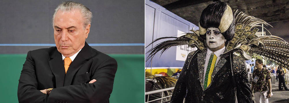 Saiu pela culatra a censura imposta pelo Palácio do Planalto à Liga das Escolas de Samba, que impediu o historiador Léo Morais, que deu vida ao vampirão, no desfile da Tuiuti, de usar a faixa presidencial; com a volta da censura, que havia sido abolida no Brasil com o fim do regime militar, a hashtag #temerditador se tornou um dos principais assuntos do País nas redes sociais; censura chegou também à TV Brasil, que, na era Temer, deixou ser uma emissora pública para se converter em instrumento de propaganda do governo; no desfile, a denúncia ao golpe de 2016, que levou o vampirão ao poder, foi escamoteada pela emissora; no Brasil pós-golpe, militares batem continência para uma aberração política (Foto: Leonardo Attuch) Saiu pela culatra a censura imposta pelo Palácio do Planalto à Liga das Escolas de Samba, que impediu o historiador Léo Morais, que deu vida ao vampirão, no desfile da Tuiuti, de usar a faixa presidencial; com a volta da censura, que havia sido abolida no Brasil com o fim do regime militar, a hashtag #temerditador se tornou um dos principais assuntos do País nas redes sociais; censura chegou também à TV Brasil, que, na era Temer, deixou ser uma emissora pública para se converter em instrumento de propaganda do governo; no desfile, a denúncia ao golpe de 2016, que levou o vampirão ao poder, foi escamoteada pela emissora; no Brasil pós-golpe, militares batem continência para uma aberração política