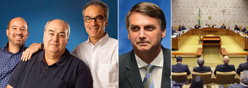 Principal responsável pelo sequestro da democracia brasileira, obtida com a instrumentalização do Poder Judiciário, a Globo já sinaliza que poderá também se valer do tapetão judicial para impedir a candidatura do deputado Jair Bolsonaro (PSC-RJ); o recado dos irmãos Marinho foi dado na coluna do jornalista Ancelmo Gois; "Nas fileiras de Bolsonaro, o medo é, naturalmente, menor em relação a Lula, cuja candidatura pode ser ceifada pela Justiça, em 24 de janeiro. Mas a impugnação da candidatura de Bolsonaro, pelo STF, é uma hipótese também", diz o jornalista; sonho da Globo seria uma eleição restrita a nomes como Henrique Meirelles, Marina Silva, Geraldo Alckmin e Luciano Huck (Foto: Leonardo Attuch) Principal responsável pelo sequestro da democracia brasileira, obtida com a instrumentalização do Poder Judiciário, a Globo já sinaliza que poderá também se valer do tapetão judicial para impedir a candidatura do deputado Jair Bolsonaro (PSC-RJ); o recado dos irmãos Marinho foi dado na coluna do jornalista Ancelmo Gois; "Nas fileiras de Bolsonaro, o medo é, naturalmente, menor em relação a Lula, cuja candidatura pode ser ceifada pela Justiça, em 24 de janeiro. Mas a impugnação da candidatura de Bolsonaro, pelo STF, é uma hipótese também", diz o jornalista; sonho da Globo seria uma eleição restrita a nomes como Henrique Meirelles, Marina Silva, Geraldo Alckmin e Luciano Huck