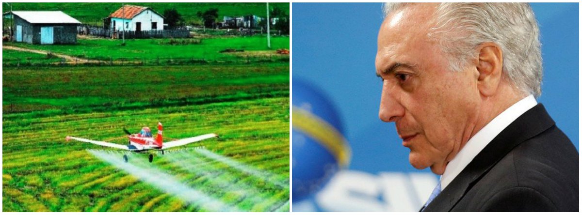 Em busca de apoio a suas reformas, como a da Previdência, e para o afrouxamento de regras para a mineração e para a venda de terras a grupos empresariais estrangeiros, o governo Temer deve oferecer como moeda de troca a aprovação do chamado "Pacote do Veneno"; o conjunto de projetos apensados que revogam a atual Lei dos Agrotóxicos e facilitam o registro desses produtos, inclusive banidos em outros países, é o agrado que faltava aos fabricantes de agroquímicos e sementes transgênicas (Foto: Leonardo Lucena) Em busca de apoio a suas reformas, como a da Previdência, e para o afrouxamento de regras para a mineração e para a venda de terras a grupos empresariais estrangeiros, o governo Temer deve oferecer como moeda de troca a aprovação do chamado "Pacote do Veneno"; o conjunto de projetos apensados que revogam a atual Lei dos Agrotóxicos e facilitam o registro desses produtos, inclusive banidos em outros países, é o agrado que faltava aos fabricantes de agroquímicos e sementes transgênicas
