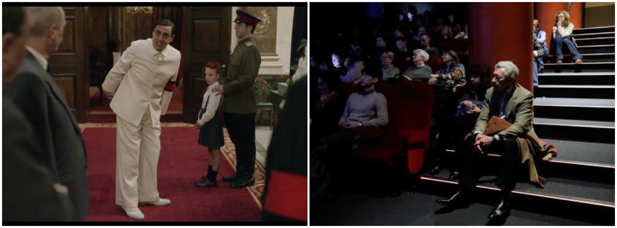 Um cinema russo exibiu o filme satírico "The Death of Stalin" (A Morte de Stalin) para uma plateia lotada nesta quinta-feira, apesar de o Ministério da Cultura da Rússia ter cancelado o lançamento do filme alegando que o longa zomba do passado soviético do país (Foto: Gisele Federicce) Um cinema russo exibiu o filme satírico "The Death of Stalin" (A Morte de Stalin) para uma plateia lotada nesta quinta-feira, apesar de o Ministério da Cultura da Rússia ter cancelado o lançamento do filme alegando que o longa zomba do passado soviético do país