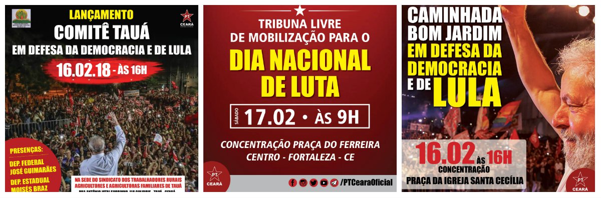 Na continuidade da agenda de mobilização contra o golpe, a reforma da previdência e em defesa de Lula, diversas atividades estão programadas neste final de semana, em Fortaleza e no interior, organizados pelas Frentes Brasil Popular, Povo Sem Medo, partidos de esquerda e movimentos sociais (Foto: Fatima 247) Na continuidade da agenda de mobilização contra o golpe, a reforma da previdência e em defesa de Lula, diversas atividades estão programadas neste final de semana, em Fortaleza e no interior, organizados pelas Frentes Brasil Popular, Povo Sem Medo, partidos de esquerda e movimentos sociais