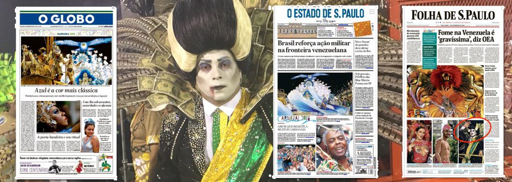 O jornalista Alberto Villas criticou a cobertura da imprensa tradicional sobre o "Vampirão", da escola de samba Paraíso do Tuiuti, que representou Michel Temer; "O vampiro na avenida, o grande sucesso do carnaval 2018, só apareceu na primeira página da Folha. O Globo e o Estadão acharam melhor tirar", postou o jornalista no Facebook (Foto: Leonardo Lucena) O jornalista Alberto Villas criticou a cobertura da imprensa tradicional sobre o "Vampirão", da escola de samba Paraíso do Tuiuti, que representou Michel Temer; "O vampiro na avenida, o grande sucesso do carnaval 2018, só apareceu na primeira página da Folha. O Globo e o Estadão acharam melhor tirar", postou o jornalista no Facebook