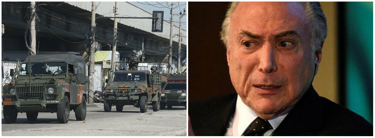 "Por qualquer ângulo que se examine, a intervenção no Rio de Janeiro é aquele tipo de escolha que tem enorme chance de colecionar muito fracasso e de produzir zero acerto", afirma o colunista Jeferson Miola; "É uma decisão tremendamente equivocada e ineficaz, que não resolverá os problemas da violência, insegurança e do crime organizado no Rio", continua; "A verdade é que a oligarquia golpista pode ter adicionado um novo ingrediente ao cardápio de opções para perpetuar o golpe" (Foto: Jeferson Miola) "Por qualquer ângulo que se examine, a intervenção no Rio de Janeiro é aquele tipo de escolha que tem enorme chance de colecionar muito fracasso e de produzir zero acerto", afirma o colunista Jeferson Miola; "É uma decisão tremendamente equivocada e ineficaz, que não resolverá os problemas da violência, insegurança e do crime organizado no Rio", continua; "A verdade é que a oligarquia golpista pode ter adicionado um novo ingrediente ao cardápio de opções para perpetuar o golpe"