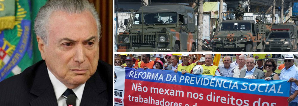 O decreto de intervenção militar no Rio de Janeiro deve ter implicação direta na tramitação da proposta da reforma da Previdência no Congresso, pois a Constituição veta emendas constitucionais na vigência de intervenção federal; à agência Reutrers, uma fonte do Senado disse que, na sua avaliação, o decreto paralisa totalmente a tramitação de qualquer Proposta de Emenda Constitucional; por se tratar de uma PEC, a reforma da Previdência precisa dos votos de pelo menos 308 dos 513 deputados, em dois turnos de votação, antes que a matéria possa seguir para o Senado (Foto: Aquiles Lins) O decreto de intervenção militar no Rio de Janeiro deve ter implicação direta na tramitação da proposta da reforma da Previdência no Congresso, pois a Constituição veta emendas constitucionais na vigência de intervenção federal; à agência Reutrers, uma fonte do Senado disse que, na sua avaliação, o decreto paralisa totalmente a tramitação de qualquer Proposta de Emenda Constitucional; por se tratar de uma PEC, a reforma da Previdência precisa dos votos de pelo menos 308 dos 513 deputados, em dois turnos de votação, antes que a matéria possa seguir para o Senado